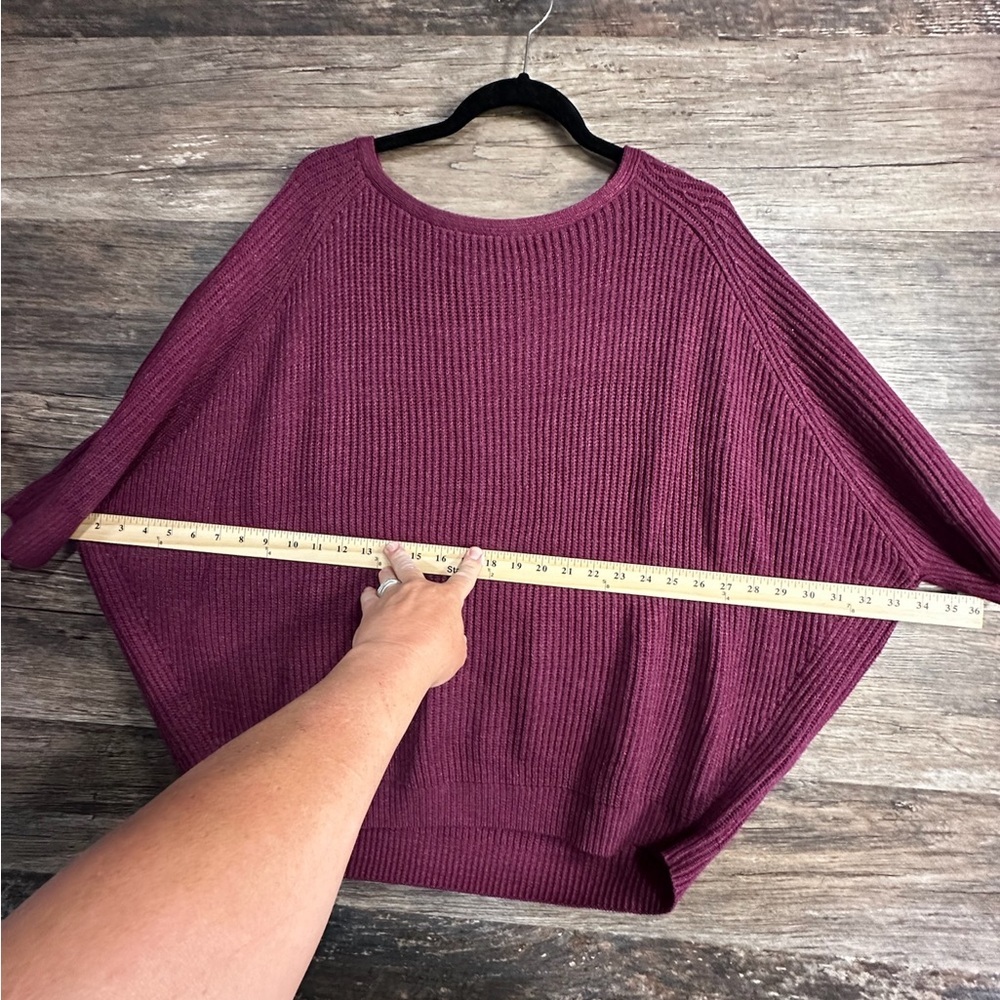 Chico's Maroon Poncho Sweater with Batwing Sleeves and Fine Knit - Picture 4 of 4